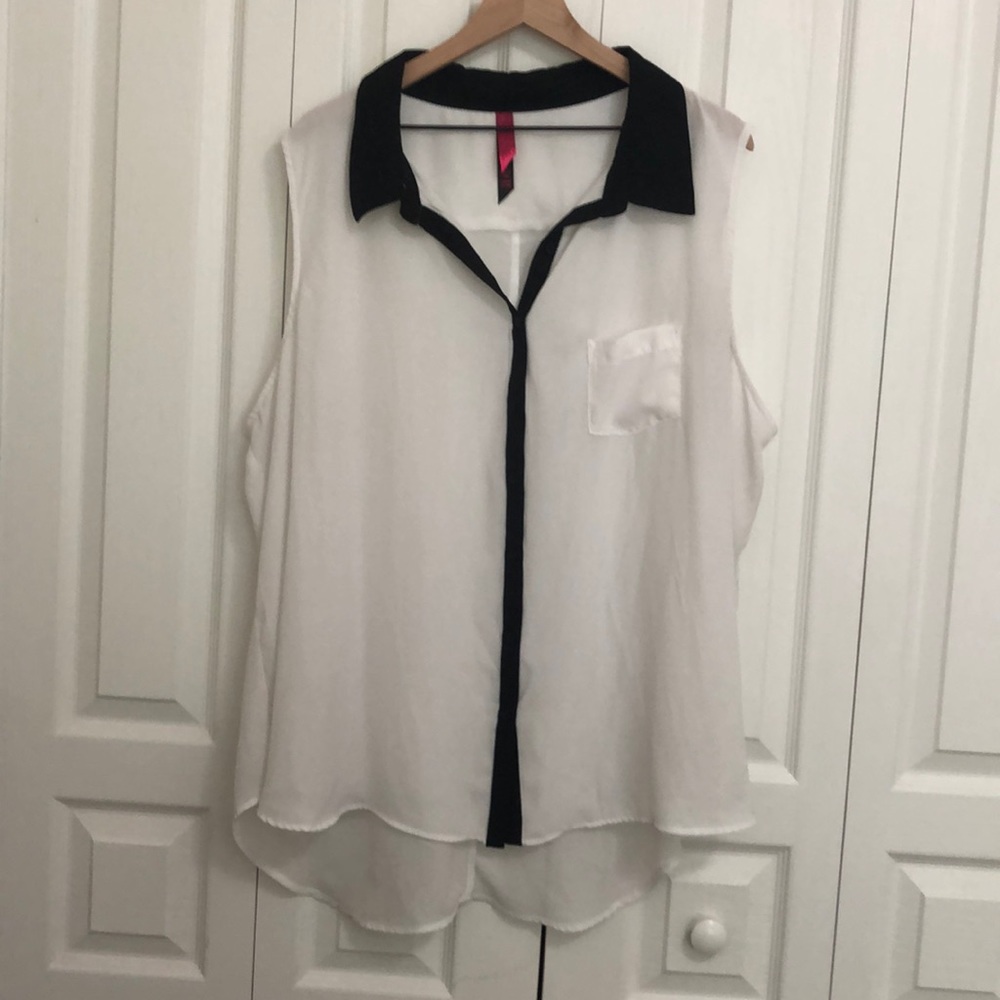Sleeveless sheer button down